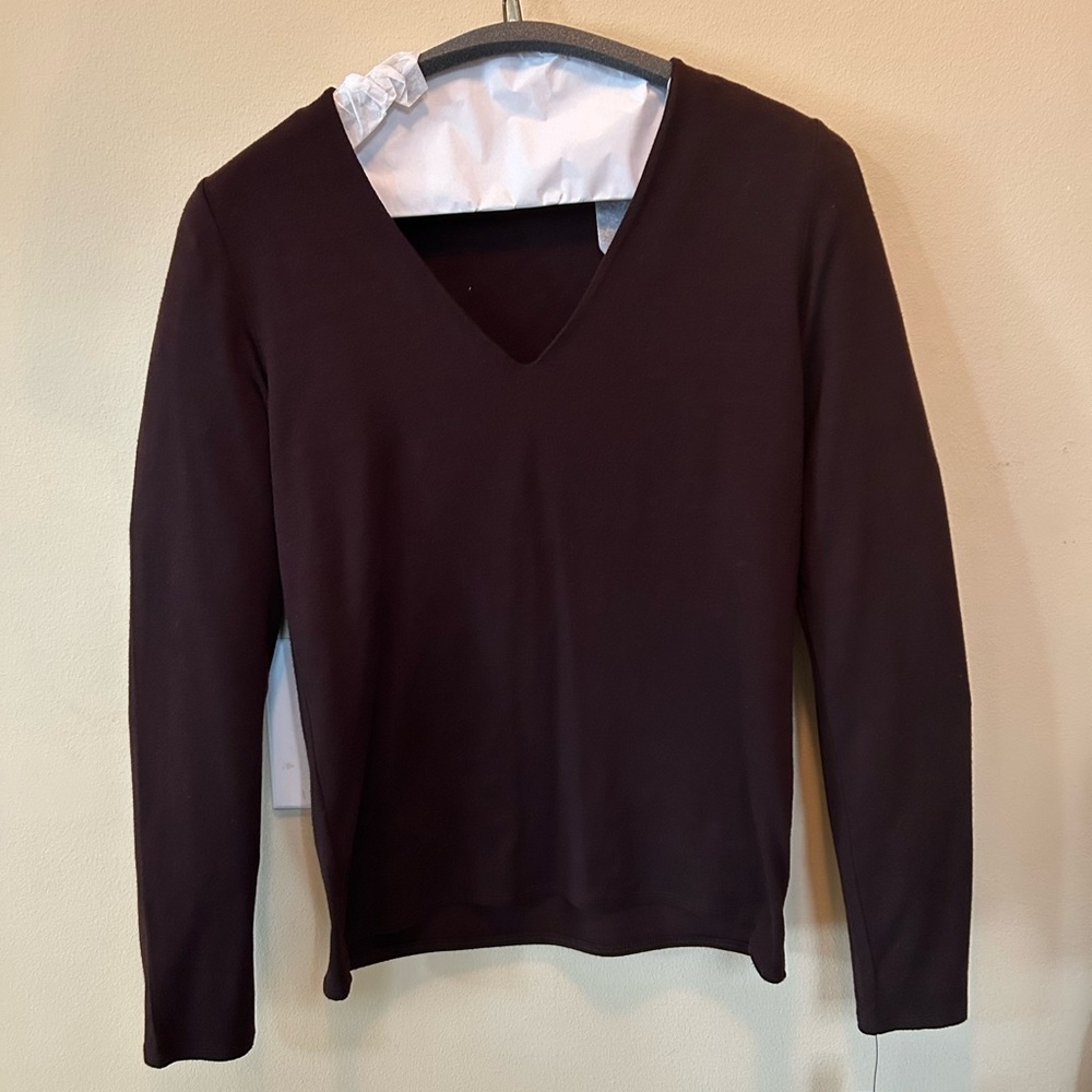 NWT - Brown Elie Tahari Long Sleeve Dress Top - Medium